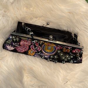FASHION EXPRESS BEADED EMBROIDERED CLUTCH HANDLE